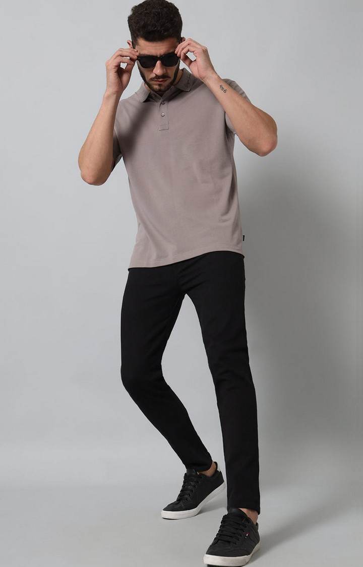 Men's St.Grey Solid Polos