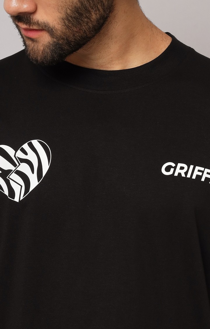 Men's Black Printed Co-ords