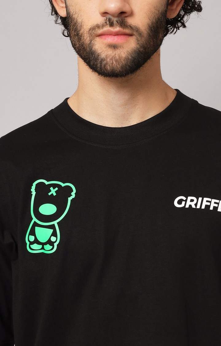 Men's Black Printed Co-ords