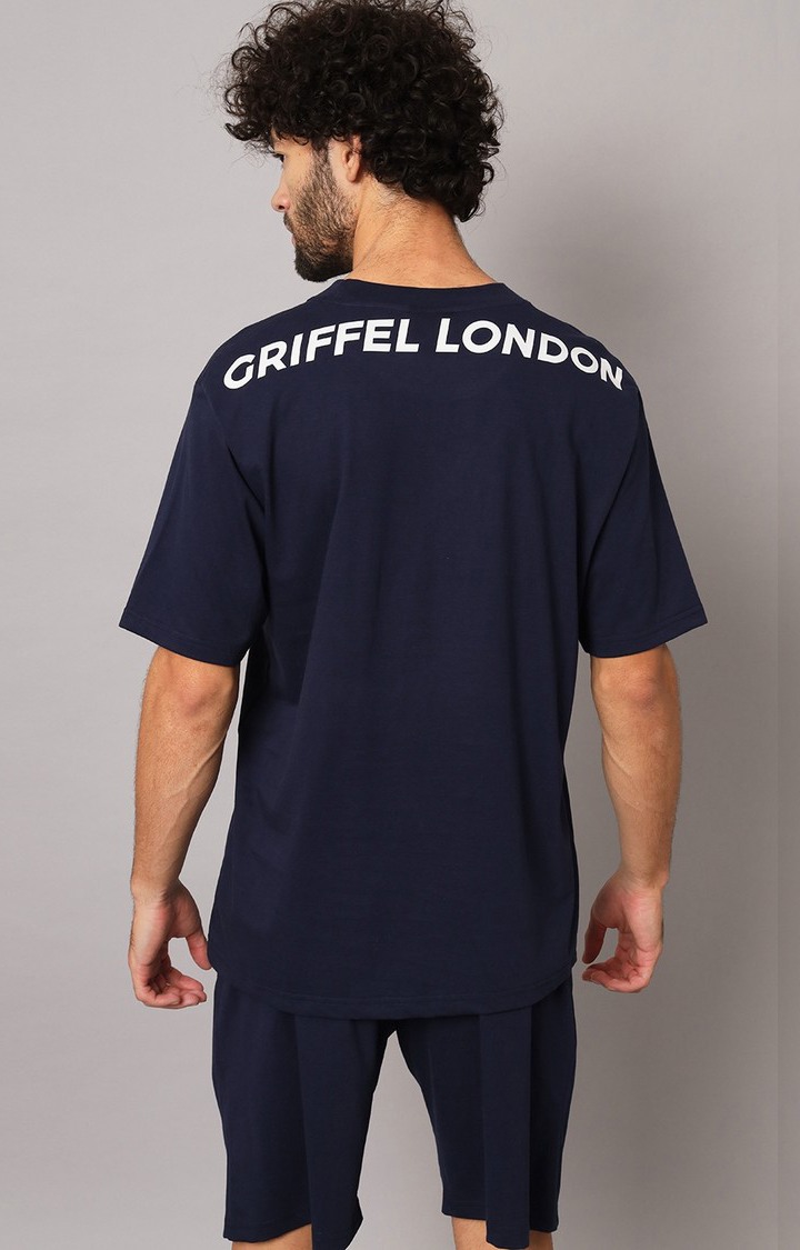 Men's Blue Printed Co-ords