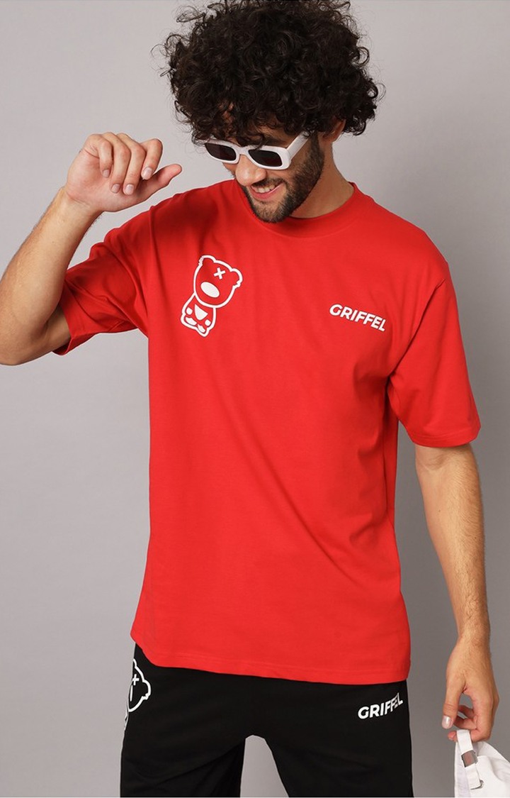 Men's Red Printed Co-ords