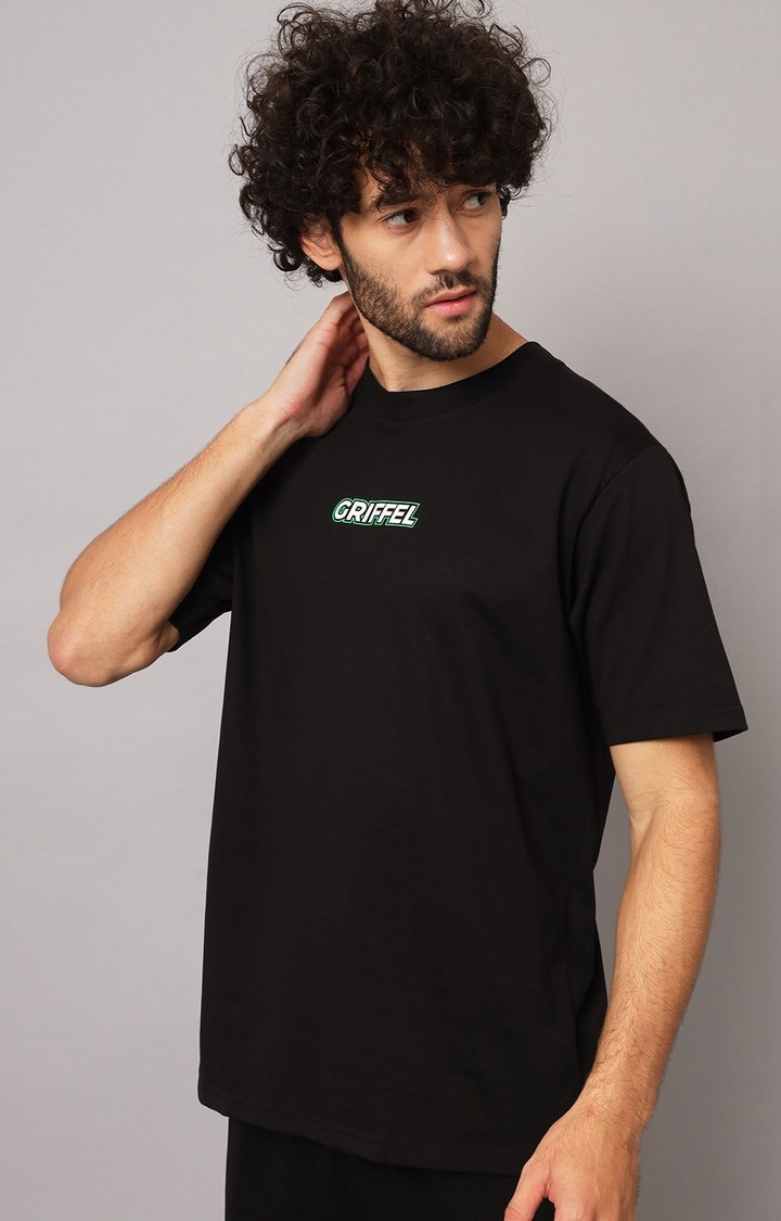 Men's Black Printed Co-ords