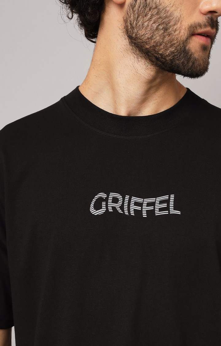 Men's Black Printed Co-ords