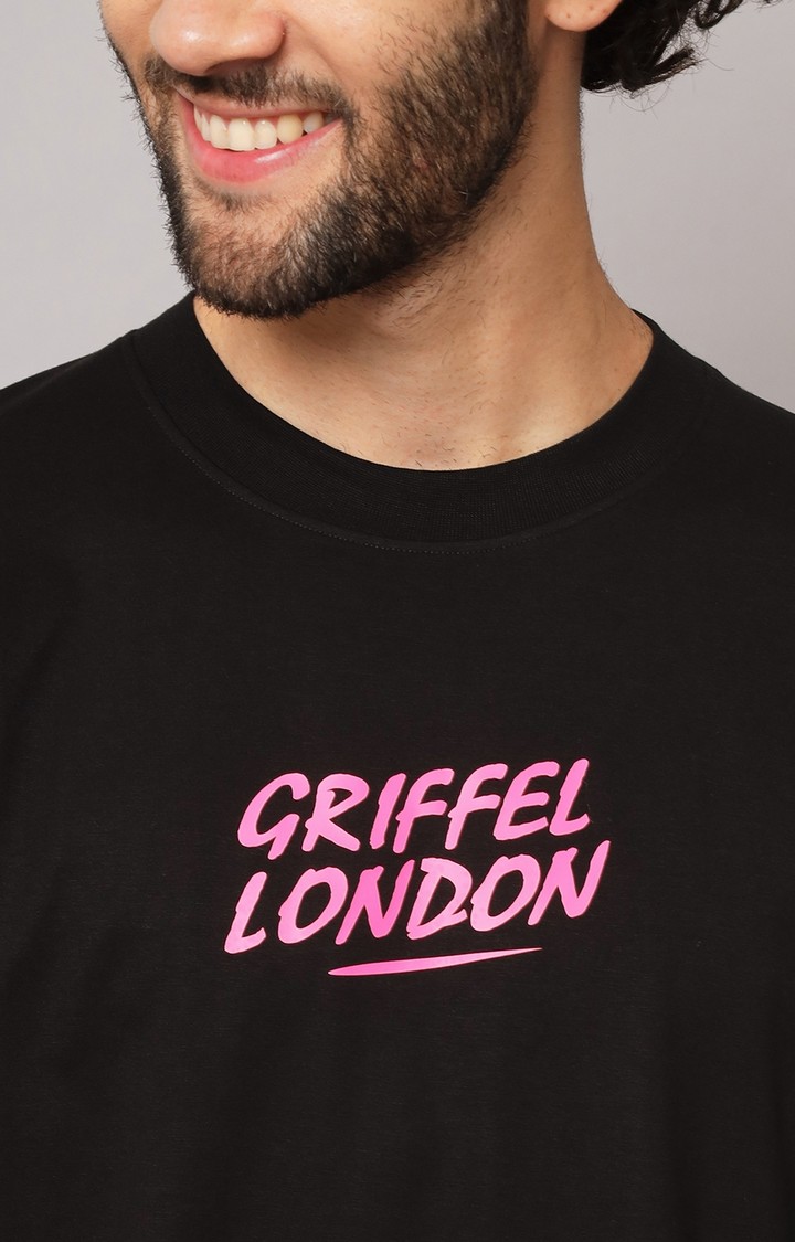 Men's Black Printed Co-ords