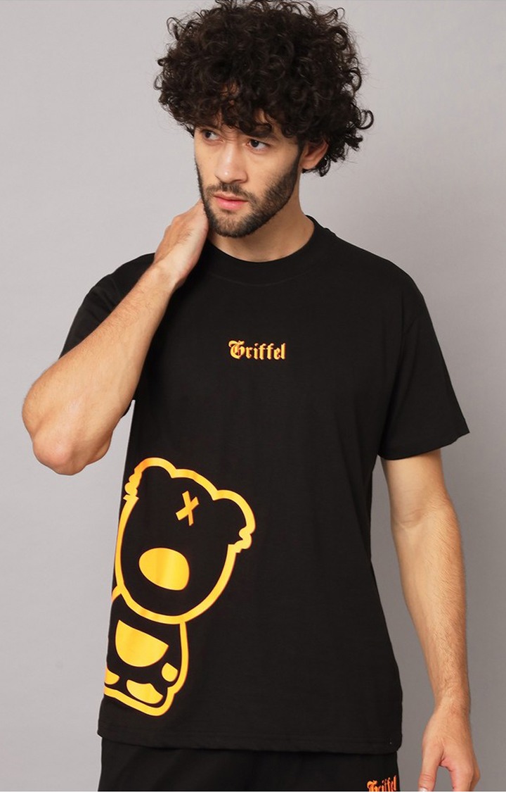 Men's Black Printed Co-ords