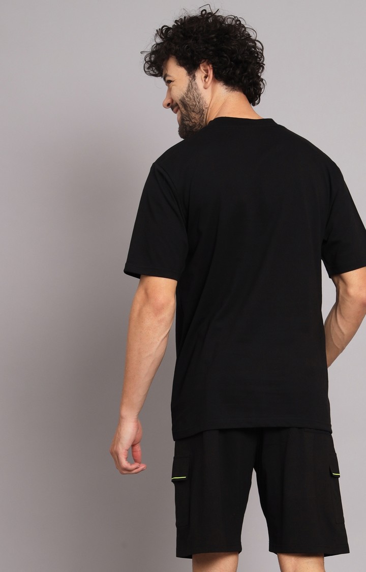 Men's Black Printed Co-ords