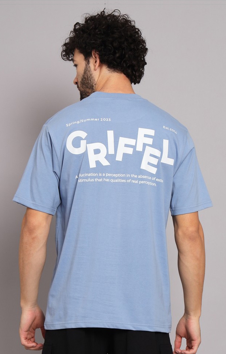 GRIFFEL | Men's Blue Cotton Loose Printed   Co-ords