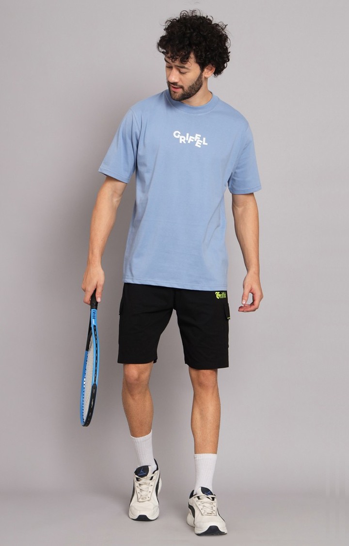 Men's Blue Printed Co-ords