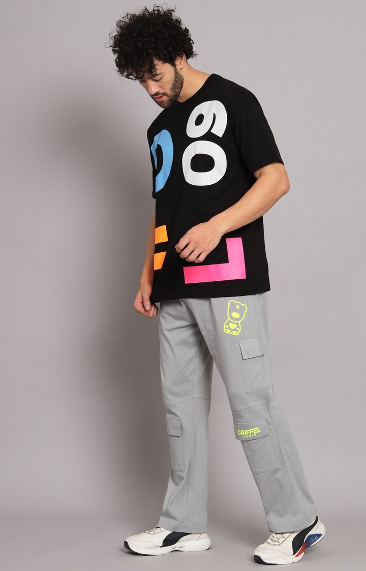 Men's Black Printed Co-ords