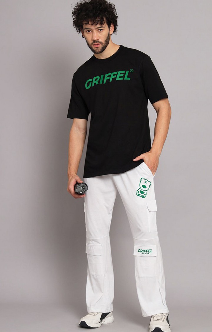 Men's Black Typographic Tracksuits