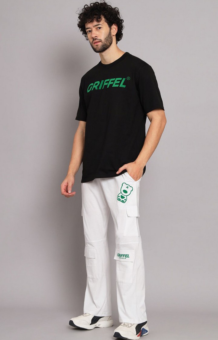 Men's Black Typographic Tracksuits
