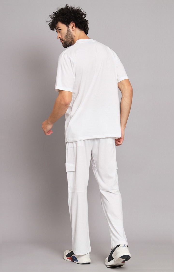 Men's White Printed Co-ords