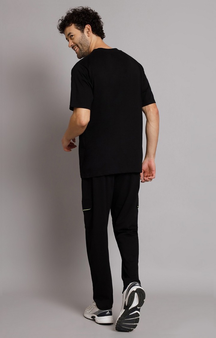 Men's Black Printed Co-ords