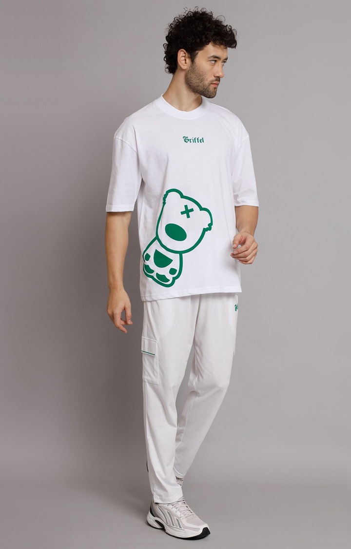 Men's White Printed Co-ords