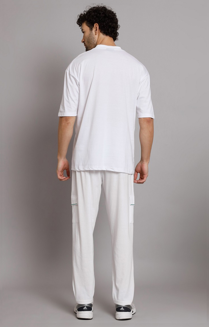 Men's White Printed Co-ords