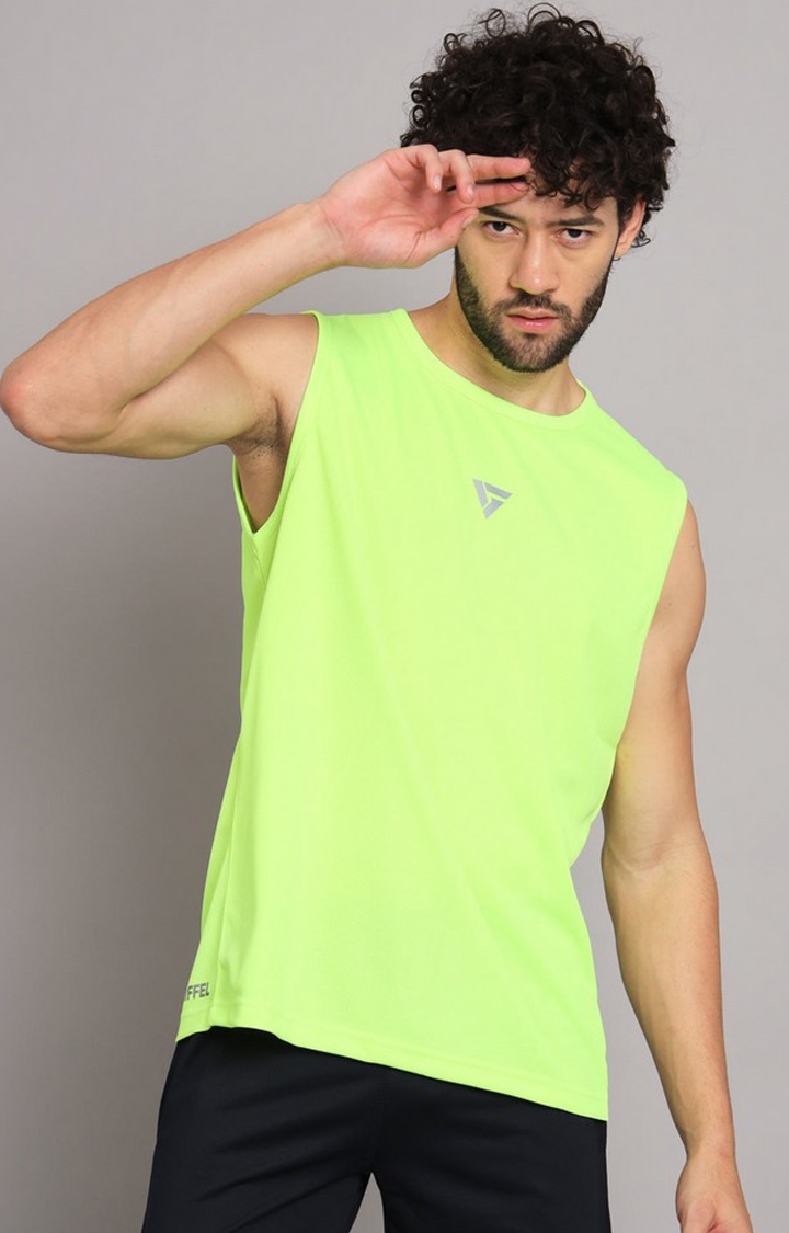 GRIFFEL | Men's Polyester Neon Green Activewear Vests