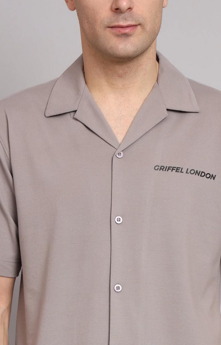 Men's Steel Grey Solid Casual Shirts