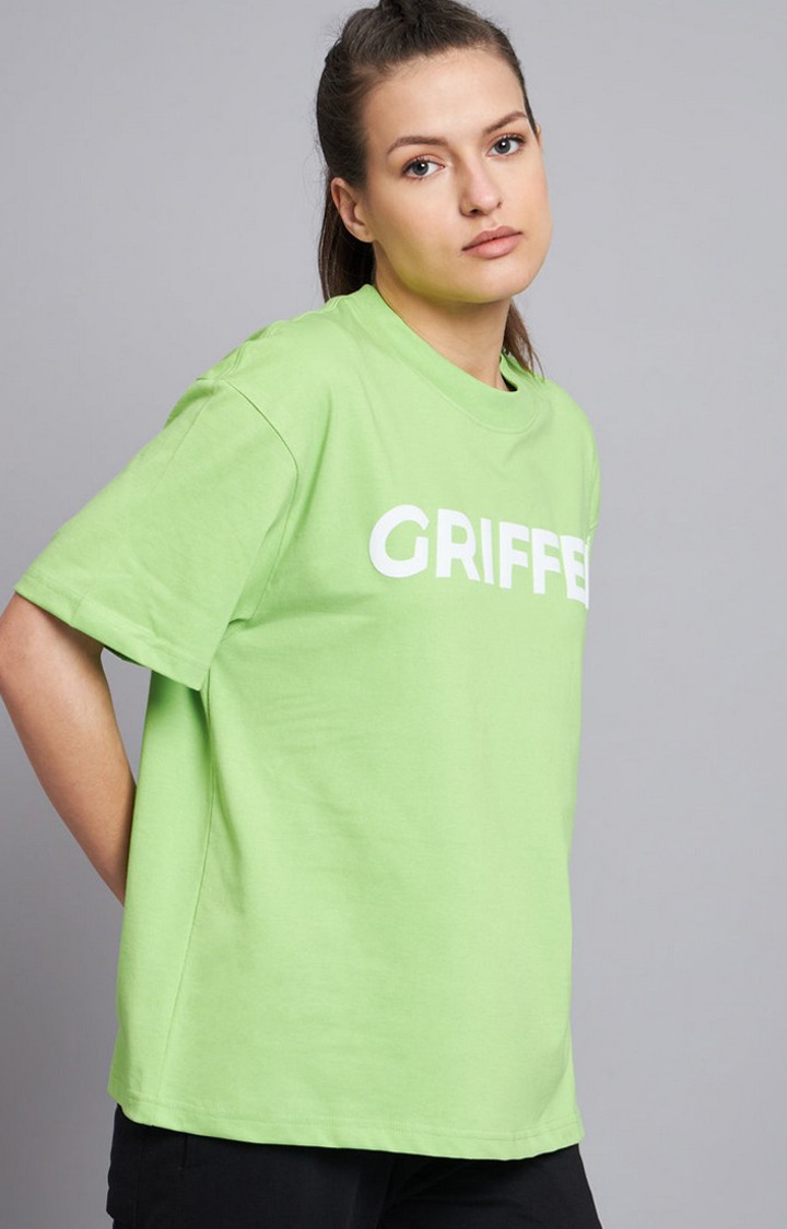 Women's Neon Parrot Typographic Oversized T-Shirts