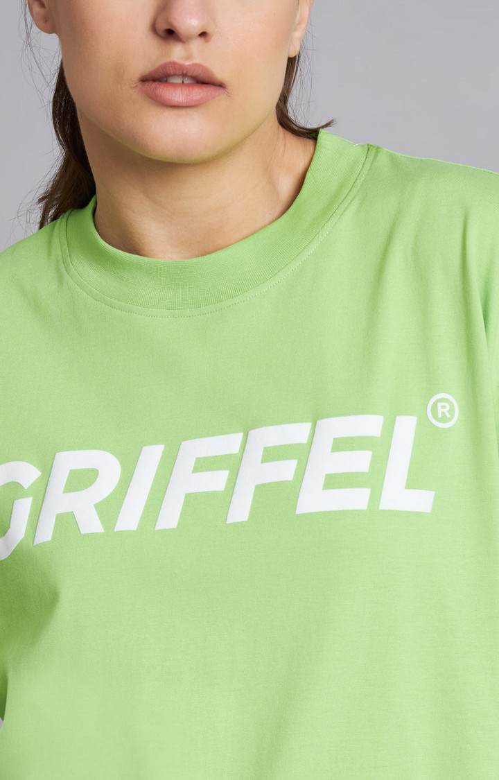 Women's Neon Parrot Typographic Oversized T-Shirts