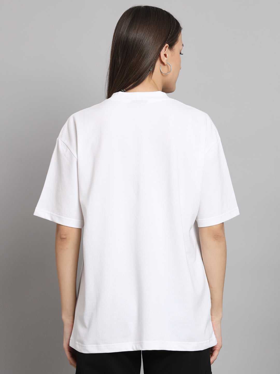 Women's I DON'T WANNA BE Printed Loose fit White Tshirt