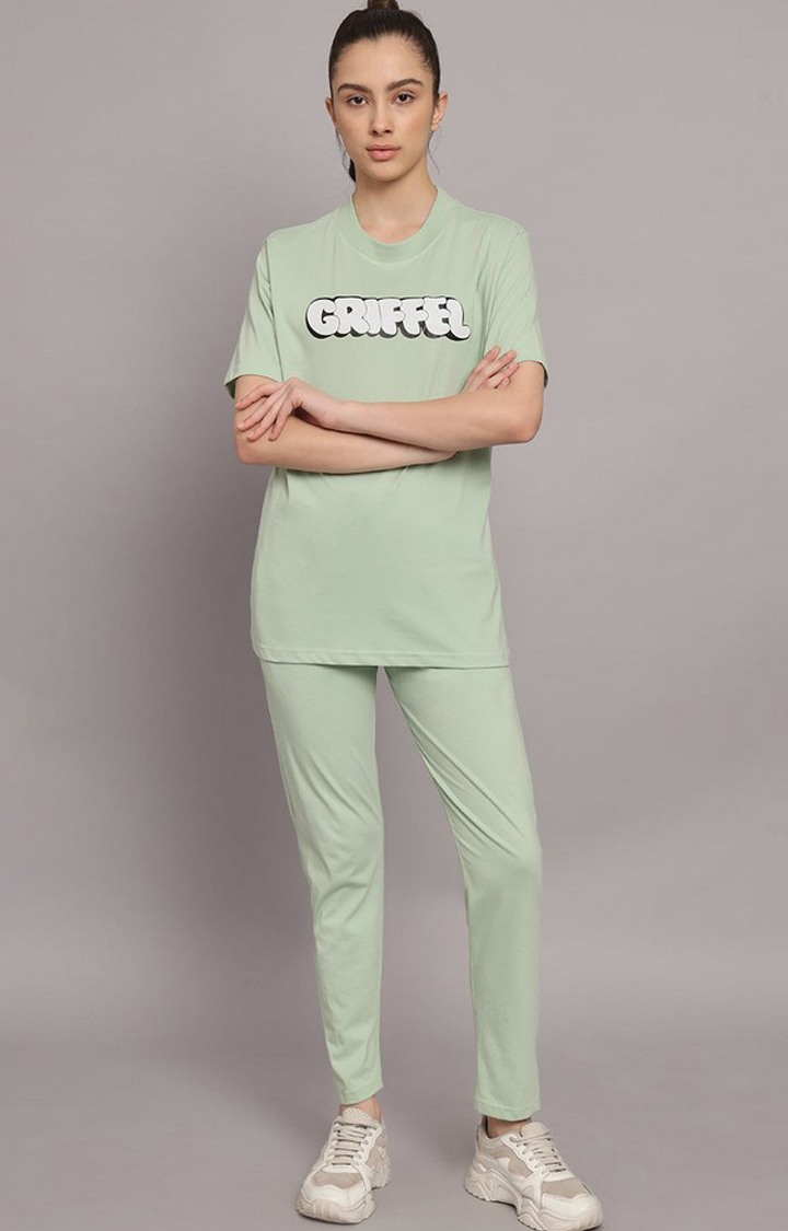 Women's Sea Green Typographic Tracksuits