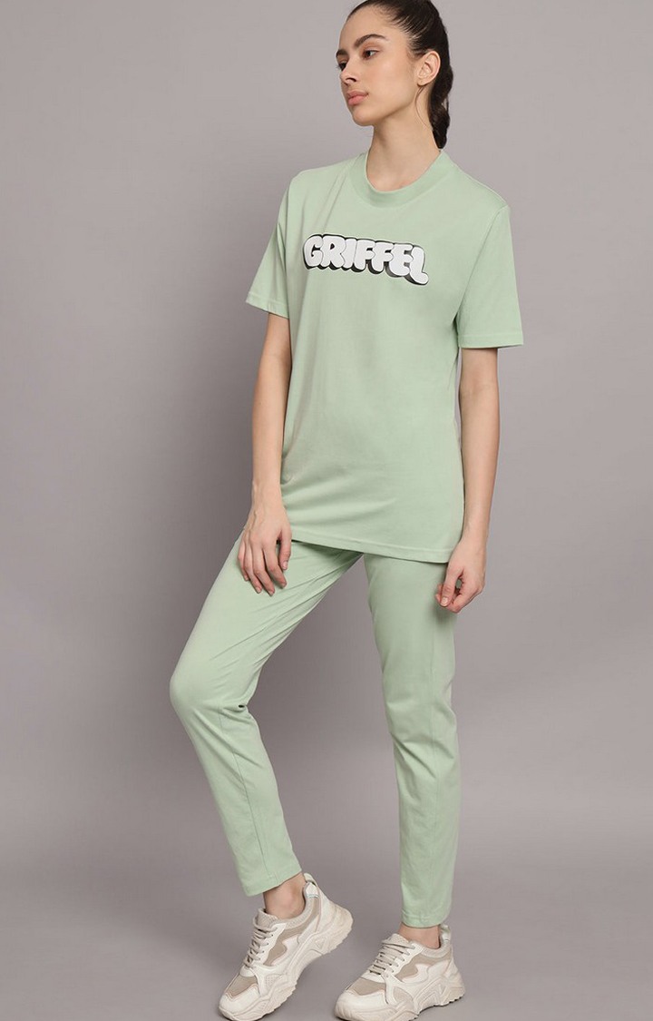 Women's Sea Green Typographic Tracksuits