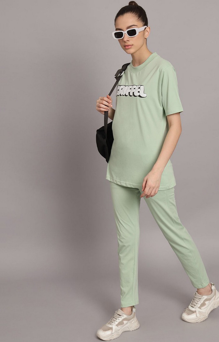 Women's Sea Green Typographic Tracksuits