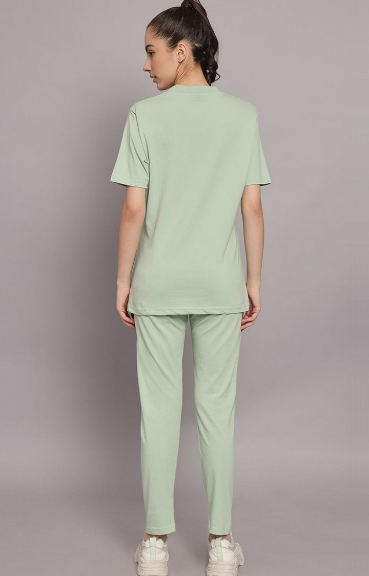 Women's Sea Green Typographic Tracksuits