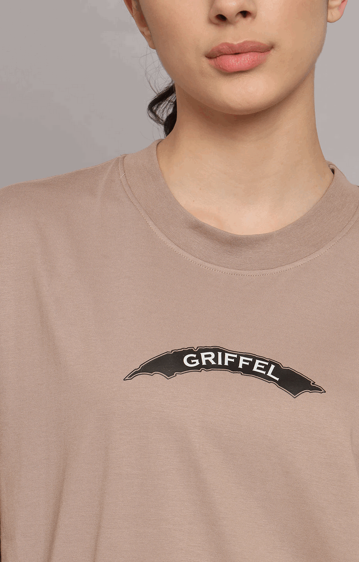 GRIFFEL Women Printed Loose fit Black T-shirt and Bell Bottom