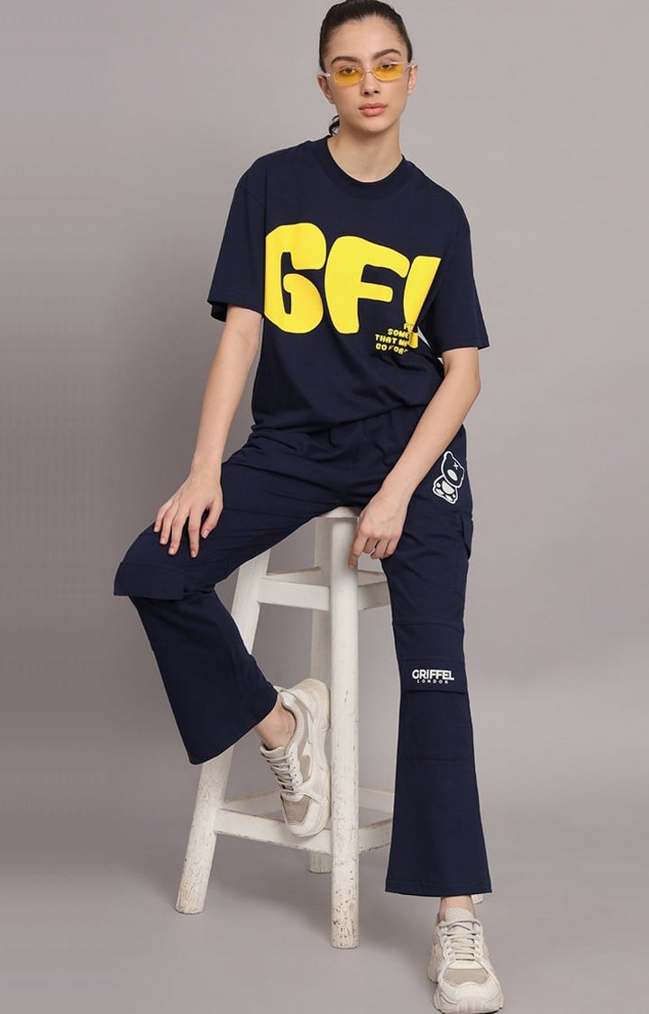 Women's Navy Printed Tracksuits