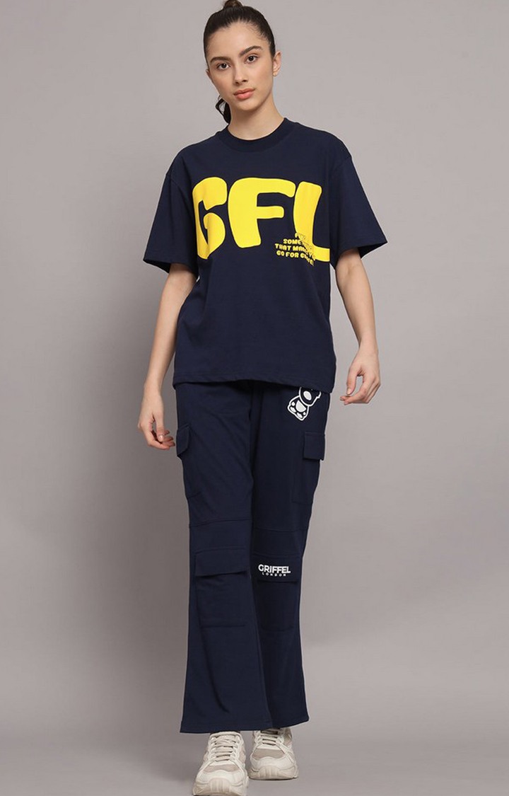 Women's Navy Printed Tracksuits