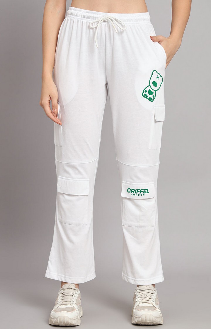 Women's White Printed Tracksuits