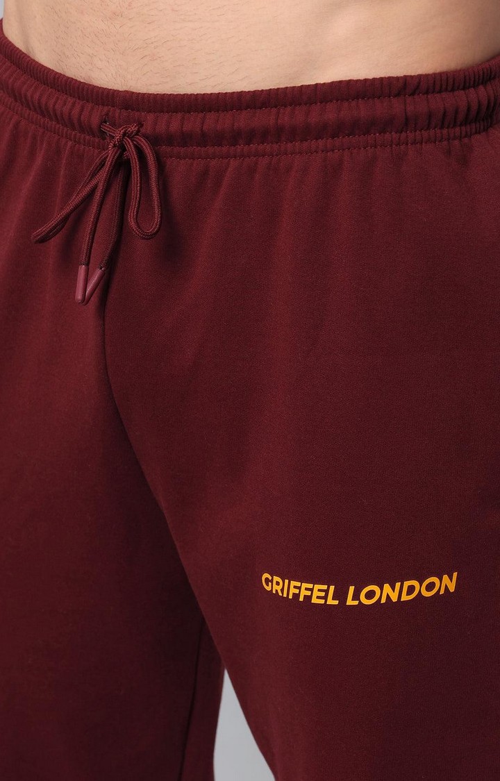 Men's Maroon Solid Tracksuits