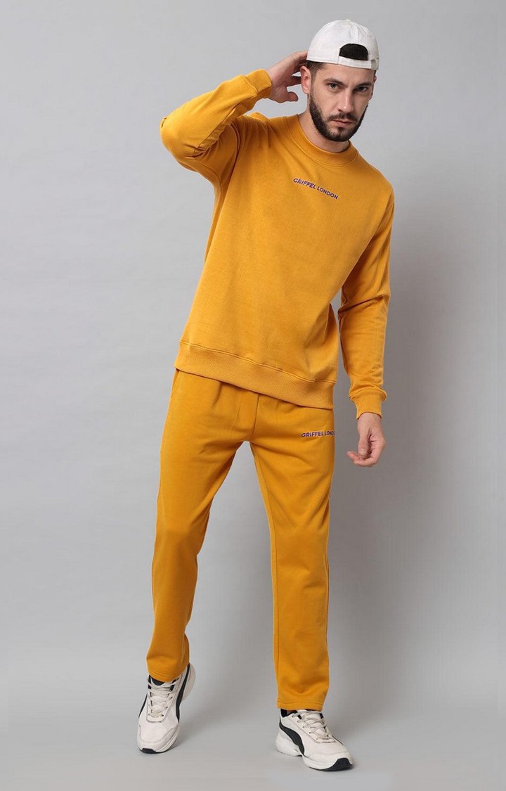 Men's Mustard Solid Tracksuits