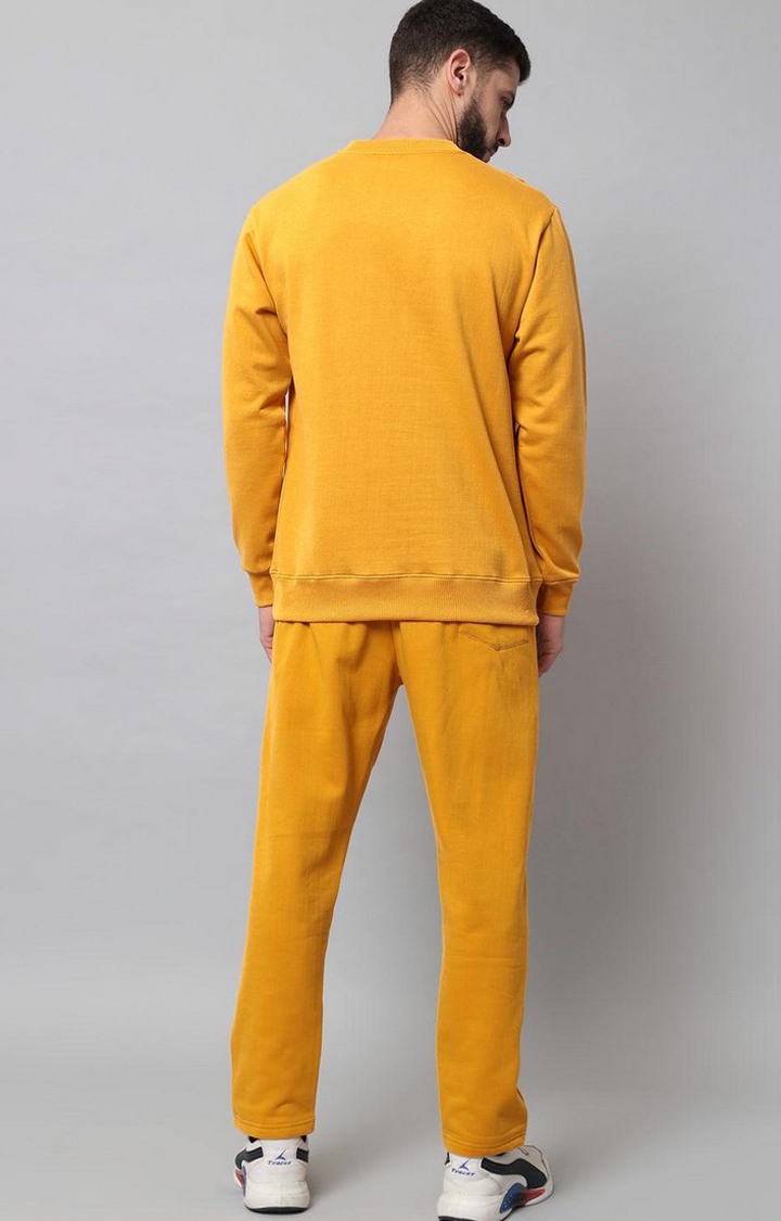 Men's Mustard Solid Tracksuits