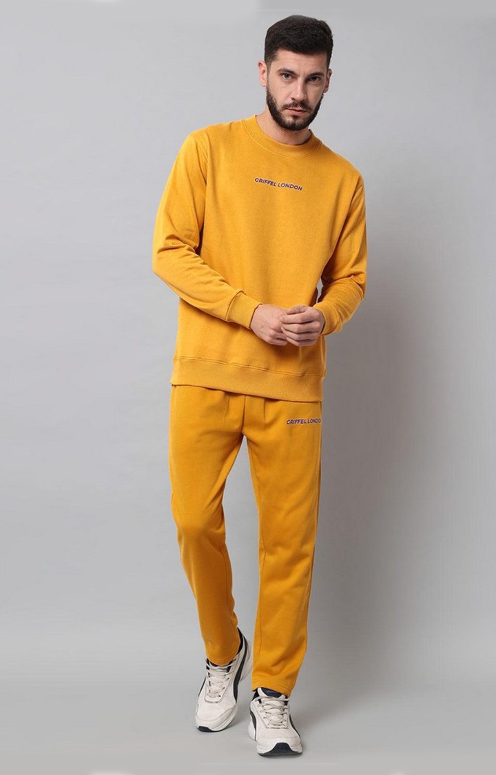 Men's Mustard Solid Tracksuits