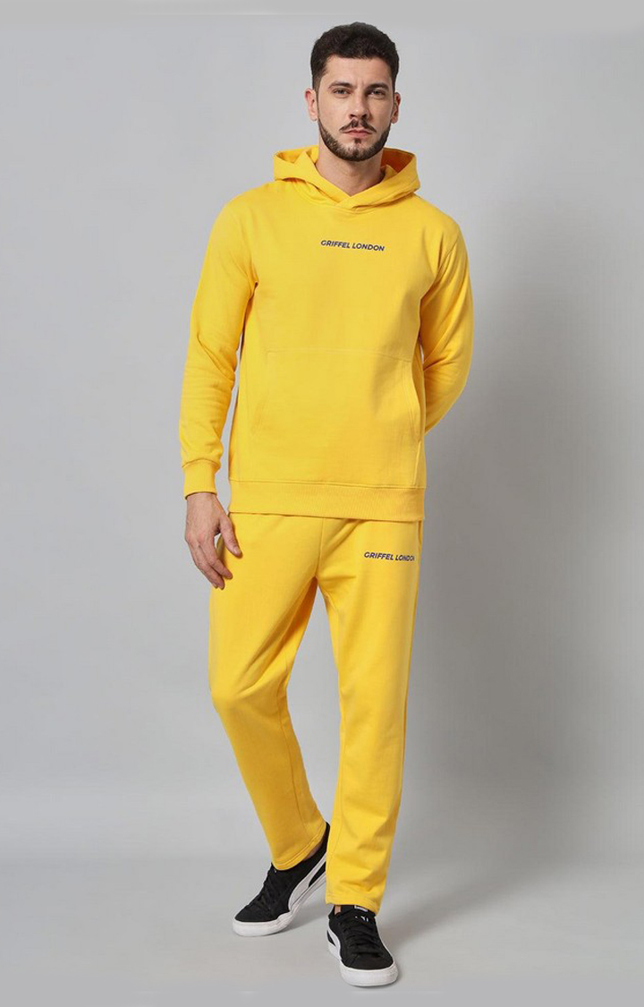 Men's Yellow Solid Tracksuits