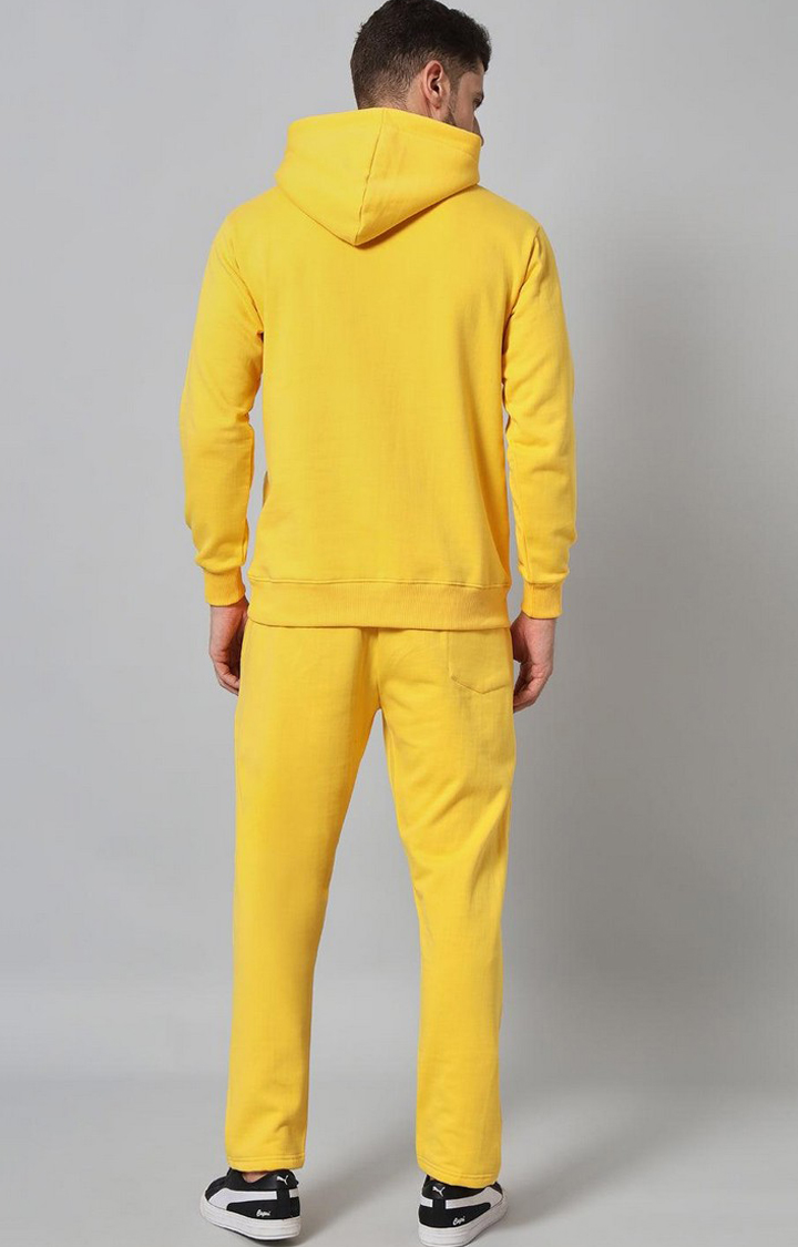 Men's Yellow Solid Tracksuits