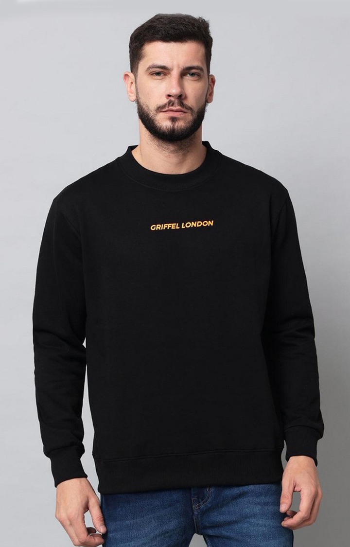 Men's Black Solid Sweatshirts