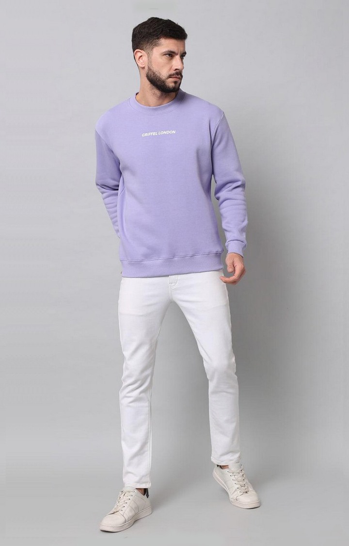 Men's Light Purple Solid Sweatshirts