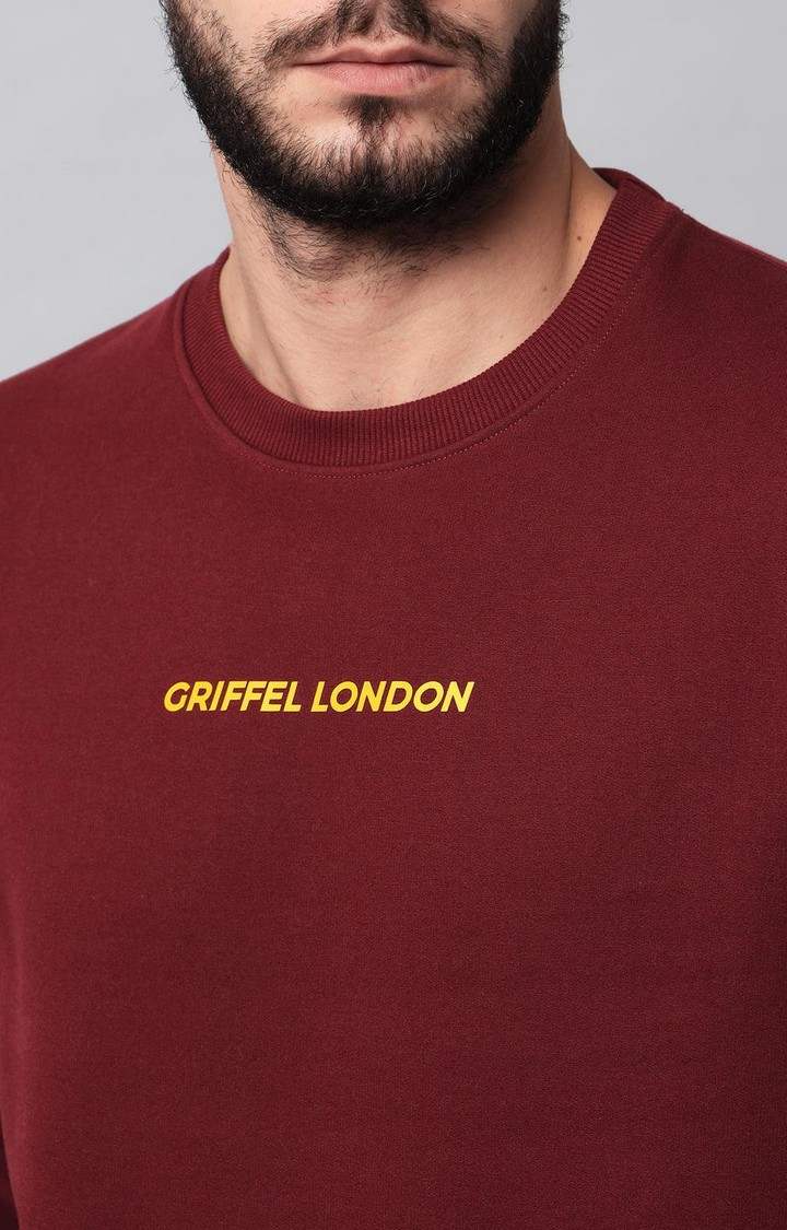 Men's Maroon Solid Sweatshirts