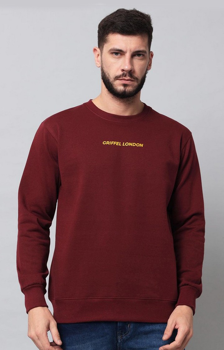 Men's Maroon Solid Sweatshirts
