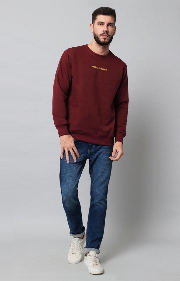Men's Maroon Solid Sweatshirts