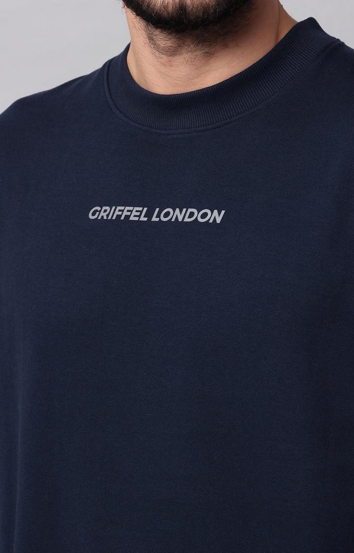 Men's Navy Blue Solid Sweatshirts