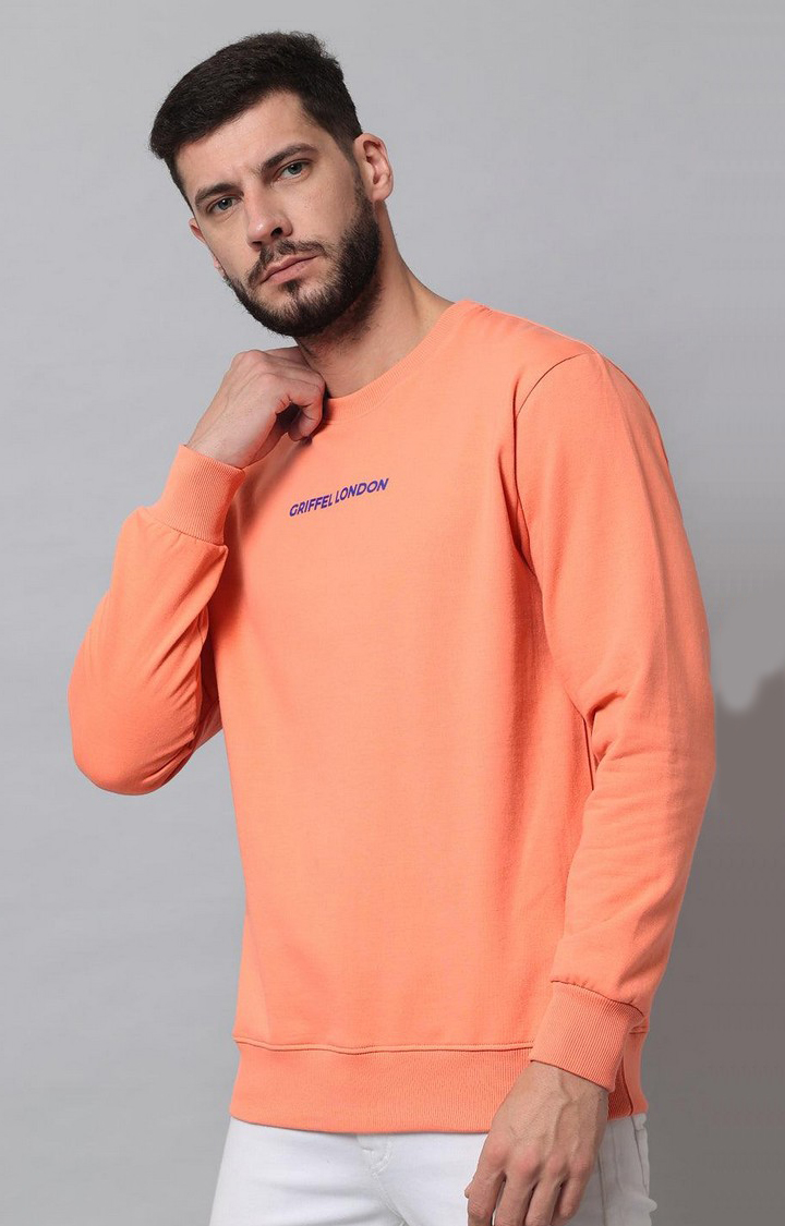 Men's Peach Solid Sweatshirts