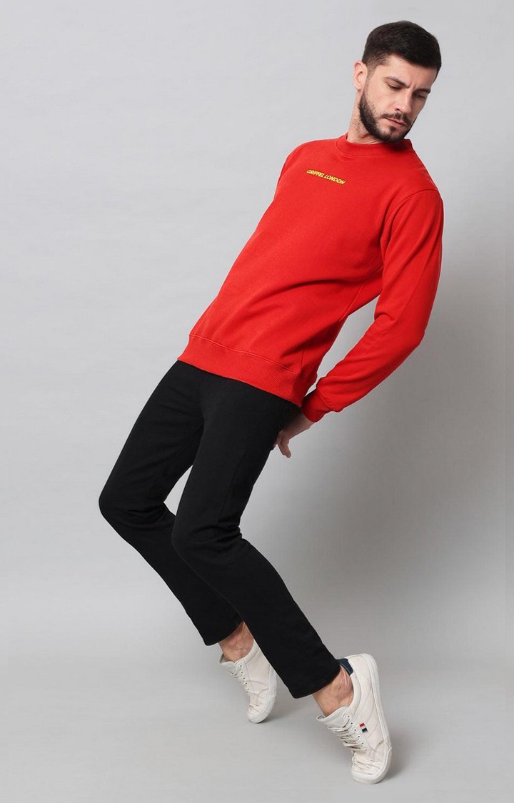 Men's Red Solid Sweatshirts