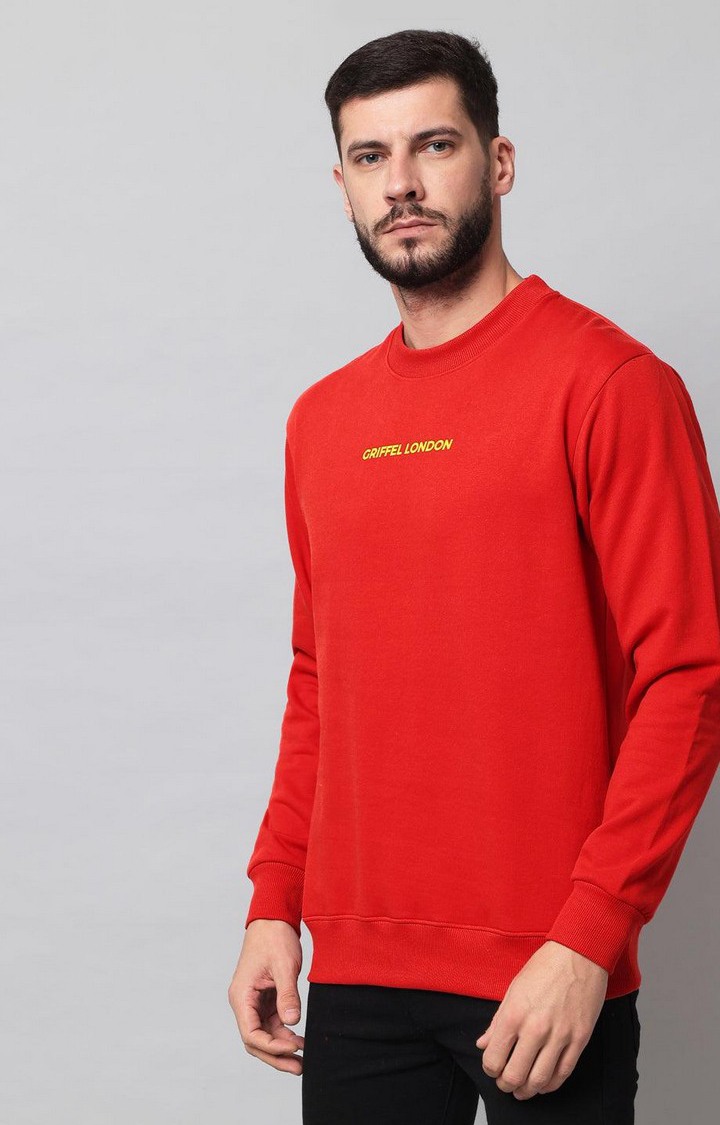 Men's Red Solid Sweatshirts
