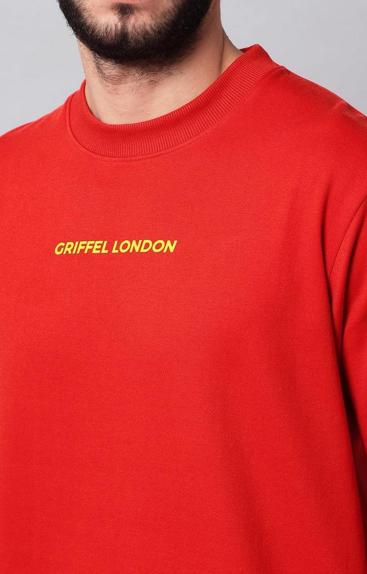 Men's Red Solid Sweatshirts