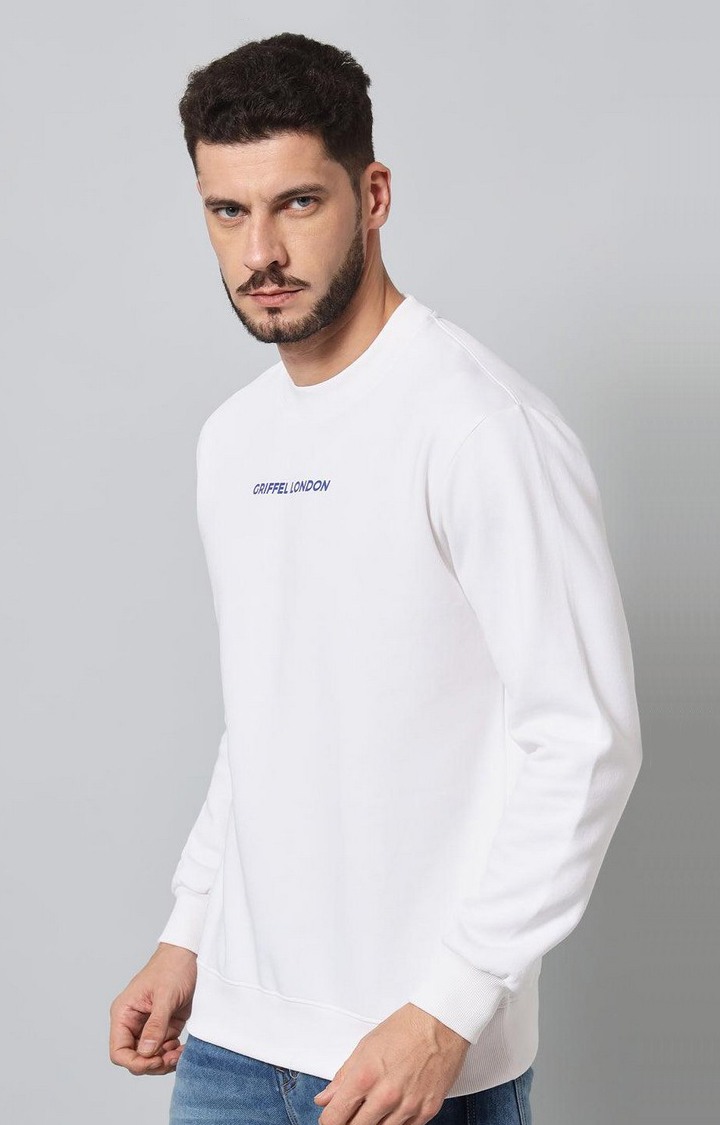 Men's White Solid Sweatshirts