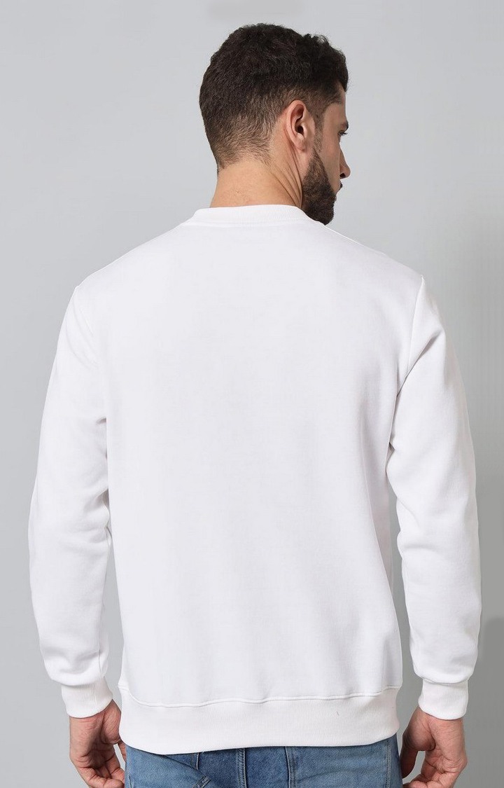Men's White Solid Sweatshirts